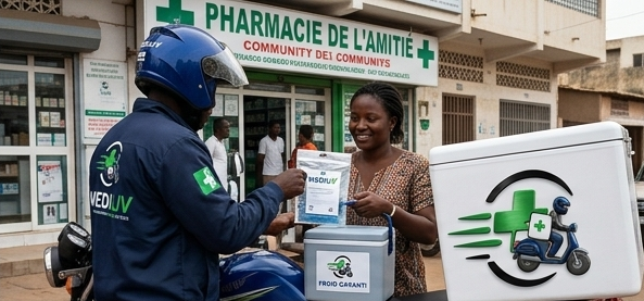Remise de médicaments à la Pharmacie de l'Amitié